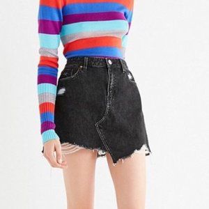 BDG | Urban Outfitters Distressed Gray Washed Denim Mini Skirt